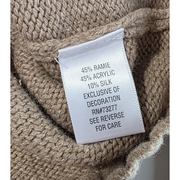 Croft & Barrow Cardigan Sweater Womens Petite Medium Beige Bird Holiday Argyle - Picture 4 of 8